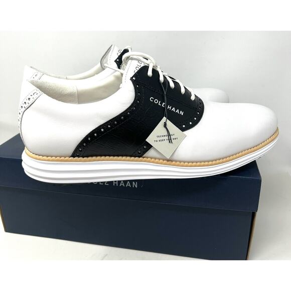 Cole Haan OG Original Grand Saddle Golf Shoe Size 11.5 WHITE BLACK CROC C37176